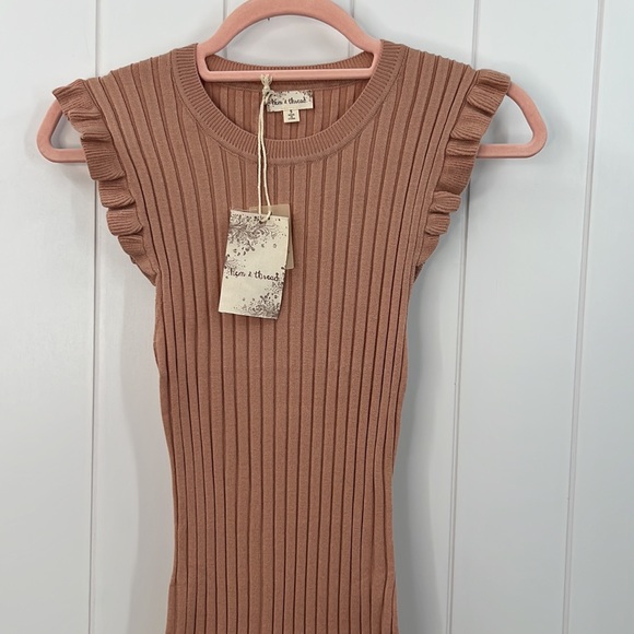 168. Midi Dress Sweater Ribbed Bodycon Sleeveless Side Slit Rose Pink NEW - Picture 5 of 12